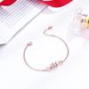 Pulseira de Transferência Clássica de Aço Titânio Cintura Fina para Mulheres Três Fileiras de Diamantes Pulseira Ouro Rosa Joia de Mão para Casal Atacado