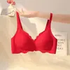Roupa íntima de látex fina, cor nude, sensação leve de oxigênio, sem costura, fecho nas costas, bojo triangular vazado, cor contrastante, alça fina, sutiã para dormir para mulheres