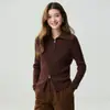 Nuevo cárdigan de cachemira con solapas para otoño e invierno, para mujer, de manga larga, casual, holgado, adelgazante, con cremallera, moda casual, prenda exterior versátil