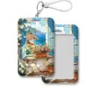 Portatarjetas Estilo Fresco de Verano con Ventana Floral Vista al Mar para Tarjetas de Autobús y Metro, Tarjetas de Comedor Estudiantiles, Cubierta Protectora de Tarjeta de Acceso Modelo Nuevo Antiperdida