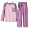 Pijama Atacado Feminino Manga Longa Calça Conjunto Menina Japonesa Desenho Animado Fofo Tamanho Grande Primavera e Outono Roupa de Casa Pode Ser Usada Fora