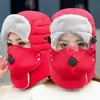 Gorro estilo Lei Feng para hombre, mascarilla facial a prueba de viento y frío, gorro cálido para ciclismo de invierno, gorro de algodón engrosado y forrado de felpa para mujeres que montan bicicletas eléctricas