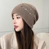 Gorro de punto de piel de conejo para otoño e invierno, nuevo jersey de lana, forro polar, grueso, para exteriores, cálido, con protección para los oídos, gorro de mujer
