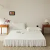 Conjunto de três peças de tapete gelado com contas de gelo estilo francês, feminino, para resfriamento em dias de educação física, com saia de cama, relevo de rosa, tapete dobrável para ar condicionado