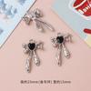 Colgante de plata con forma de lazo de perla de amor negro, dulce y fresco, para hacer tú mismo, pendientes, collares y pulseras, accesorios de material de aleación.