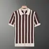 Camisa Tricô Masculina Retro Listrada Tendência Verão Manga Curta Versátil Estilo Coreano Zíper Único Meia Manga Camiseta Casual para Homem