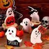 Ornaments Criativos de Fantasma para Halloween Conjunto de Cinco Peças com Chapéu de Bruxa, Abóbora, Slogan "Boo", Fantasminha, Decoração de Atmosfera Festiva
