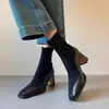 Botas de tornozelo retrô estilo coreano de corte justo, botinhas de salto alto para mulheres, coleção nova outono/inverno 2026 da moda, design de nicho, efeito emagrecedor e estilo de bota fashion
