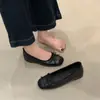 Zapatos de tacón interior poco profundos estilo noche francés con lazo para mujer, zapatos planos de ballet para primavera y otoño, Mary Jane de punta cuadrada para mujer