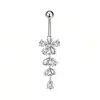 Venta Caliente E-commerce Anillo para Ombligo de Acero Inoxidable con Forma de Corazón, Flor y Luna Incrustados con Circonita Joyería para Piercing Anillo para Ombligo