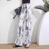 Tallas Grandes L~6XL 100kg Pantalones Frescos Estampado Tie-Dye Pintura a Tinta 2026 Nuevo Verano Pantalones de Pierna Ancha de Gasa para Mujer