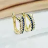 Pendientes Populares de Circonita de Venta Caliente Transfronteriza Europeos y Americanos para Mujer, Pendientes de Circonita Doble Fila Blanco y Negro Modernos y Sencillos, Venta al por Mayor de Pendientes