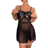 Pijama sexy al por mayor encaje seductor camisón sexy traje de camisón de malla con tiras gratis para mujer incluyendo tanga
