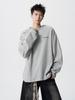 Sudadera Desestructurada Cuello Redondo Borde Crudo para Hombre en Primavera y Otoño, Diseño Holgado de Ropa Pesada, Chaqueta de Marca Moderna con Silueta Americana Atractiva