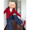 Llegó. Cárdigan de punto rojo de principios de otoño para mujer, diseño de otoño, conjunto de nicho para mujer