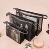 Bolsa de maquillaje de malla, bolsa triangular portátil para mujer, bolsa de lavado portátil para lápiz labial, almacenamiento para el cuidado de la piel, gran capacidad, suministro directo de fábrica
