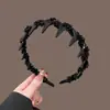 Diadema de terciopelo estilo coreano con corona alta para mujer, accesorio para el cabello de alta gama para otoño e invierno, pinza para el cabello con dientes antideslizantes ondulados