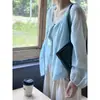Camisa de Lino Azul Klein con Protección Solar para Mujeres Menudas, Ropa de Verano con un Camisole, Top Ligero tipo Cárdigan