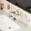 Estante vertical para almacenamiento de grifos para baño del hogar, organizador de lavabo sin taladro, organizador de cosméticos