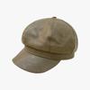Otoño e Invierno Estilo Coreano Estudiante Lindo y Versátil Estilo Británico Sombrero Octogonal Sombrero de Calabaza Popular Boina de Cuero para Mujeres con Caras Redondas