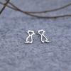 Pendientes de plata de ley 925, elegantes pendientes de gatito para mujer, estilo coreano, joyería sencilla de plata de ley.