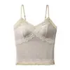 Top camisola de renda sedutor estilo francês para mulheres, com bojo fixo embutido, sem aro e projetado tanto para usar em camadas quanto como peça externa.