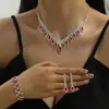 Moda Transfronteriza Conjunto de Collar, Pendientes y Pulsera para Novia Boda Marquise Brillante Moda Joyería de Boda Tres Piezas