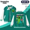 Jaqueta baseball Creeper Minecraft infantil para meninos e meninas, primavera e outono, esportes escolares, casual, resistente ao desgaste, top legal