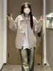 Maillard usar estilo Hong Kong casaco de couro marrom feminino outono e inverno retrô americano solto doce legal jaqueta de couro PU de motocicleta