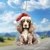Colgante plano acrílico para perro de Navidad nuevo transfronterizo decoración de árbol de Navidad árbol decoración del hogar adornos planos