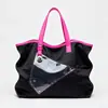 Bolsa de Mano de Lona Laminada Personalizada L Empalme Creativo PVC Nylon Regalo Compras Bolsa de Lona de Mano Transfronteriza