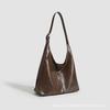 Bolsa tote vintage de cor sólida, clássica, grande capacidade, para viagem, textura de PU, versátil, bolsa de ombro feminina, alta textura
