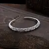 Pulsera de Plata de Ley S925 Tótem Retro Unisex Estilo Étnico Brazalete Abierto de Plata Joyería Versátil de Moda Venta al por Mayor