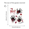 Adesivos de Parede de Mãos e Pegadas Sangrentas de Terror de Halloween, Adesivos de Decoração de Esqueleto Fantasma Morcego Salpicos de Sangue, Adesivos de Atmosfera de Casa Assombrada
