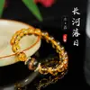 Pulsera de Cristal Amarillo Torre Natural de la Montaña Putuo para Atraer Riqueza y Carrera, Pulsera Auténtica de Piedra Ojo de Tigre Citrino Verano