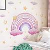 BM6077 Pegatinas de Pared Autoadhesivas Estrellas Arcoíris Nubes Pared de Fondo Decoración Sala de Estar Dormitorio Pegatinas de Pared de Fondo Autoadhesivas