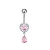 Ombligueras Serie Rosa Transfronteriza Flash Al Por Mayor Nuevo Mariposa Personalizado Corazón de Durazno Zircón Colgante para Ombligo Joyería para Perforación
