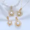 Colgante de Perla de Agua Dulce Natural con Cierre Universal, Dijes Geométricos de Girasol y Corazón Hueco para Collares y Pulseras, Accesorio Versátil