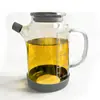 Olla de Aceite Doméstica para Cocina, Transparente sin Goteo de Vidrio de Borosilicato Alto con Asa, Botella de Salsa de Soja y Vinagre con Escala, Botella para Condimentos