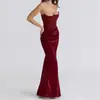 Vestido Largo Bustier Sexy Estilo Nuevo de Invierno, Estilo Elegante de Dama, Color Sólido, Sencillo, de Gama Alta, Espalda Descubierta, Ajustado, Vestido Elegante