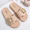 Sandalias con lazo para uso en exteriores, nuevas sandalias de moda para mujer, sandalias de tela de verano planas de suela suave, estilo dulce 2024