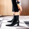Botines para Mujer, Tacones Altos, Estilo Británico, Nuevos Botines para Mujer 2025, Botas de Moda de Punta Fina a Media Pantorrilla, Tacones Gruesos, Botas de Primavera y Otoño