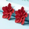 Brincos Femininos Europeus e Americanos Transfronteiriços Novos Mais Vendidos Personalizados Moda Plissados Pétalas Flores Grandes Exagerados Tendência Sexy
