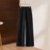 Pantalones de Lana de Pierna Ancha para Mujer Invierno Cálidos de Lana Casuales 2026 Nuevos de Cintura Alta con Caída Adelgazantes de Pierna Recta Largos