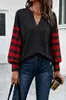 Otoño 2026 Nueva Moda Femenina Europea y Americana Marca Independiente Bestseller de Amazon Clásico Casual Patchwork Cuadros Top de Manga Larga