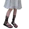 Calcetines Transpirables Retro de Media Pantorrilla de Estilo Niche de Verano para Niñas, Calcetines Lolita Nuevos con Jacquard de Encaje y Diseño sin Pie