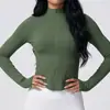 Chamarra deportiva de color liso, ajustada, de alta elasticidad, transpirable, con cuello alto y cierre, para mujer, para deportes, correr, fitness y yoga