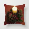 Funda de almohada creativa navideña estilo caricatura pintada a mano Funda de cojín decorativa de árbol de Navidad, trineo, Papá Noel
