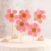 Decoração de Bolo Rosa Choque Plug-in Menina Menina Lua Cheia Aniversário Sobremesa Cartão Princesa