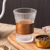 Taza de Café, Uso Comercial y Doméstico, Taza de Té de Vidrio con Rayas Verticales, Resistente al Calor, Antiescaldamiento, Taza de Cerveza de Virutas de Madera, Taza de Vidrio Aislante, Taza de Agua